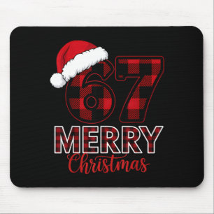 Mousepad Feliz Natal 67 Buffalo Plaid Papai Noel Família Xm