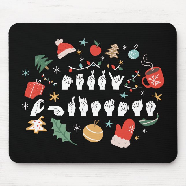 Mousepad Feliz Natal - ASL American Sign Language III (Frente)