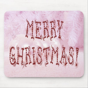 Mousepad Feliz Natal Bauble e Stars Font