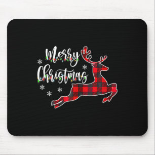 Mousepad Feliz Natal Buffalo Xadrez Red Santa Hat Xmas P