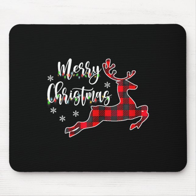 Mousepad Feliz Natal Buffalo Xadrez Red Santa Hat Xmas P (Frente)