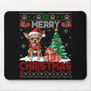 Mousepad Feliz Natal Chihuahua Dog Família Feia Xm
