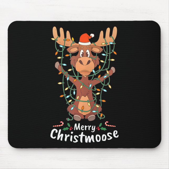 Mousepad Feliz Natal Christmoose Árvore de Natal Luzes (Frente)