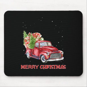 Mousepad Feliz Natal Clicar em Red Truck Tree Family Xmas