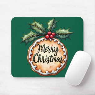 Mousepad Feliz Natal Cookie com Holly Berries