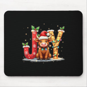 Mousepad Feliz Natal da família Vaca das Terras Altas Feliz
