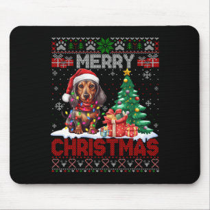 Mousepad Feliz Natal Dachshund Dog Lover Família Feia Xm