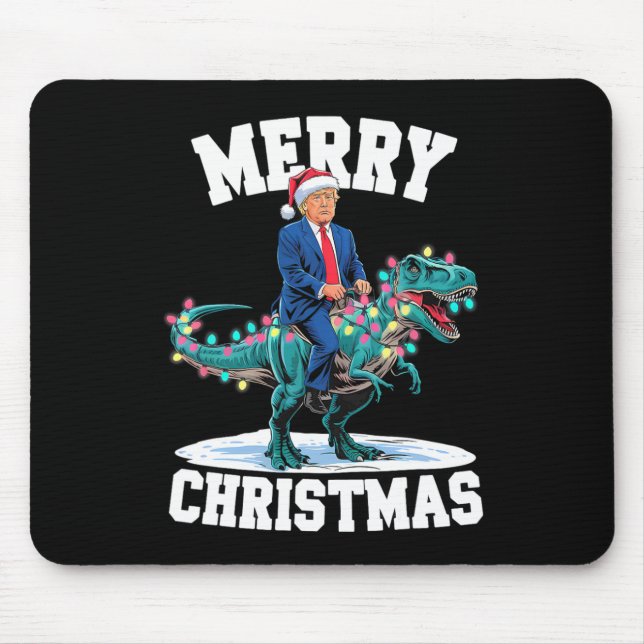 Mousepad Feliz Natal Dino Donald Trump Dinossaur T-rex X (Frente)