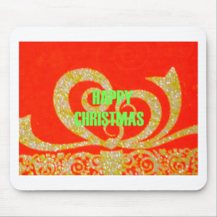 Mousepad Feliz Natal Dourado Vermelho Snow flex