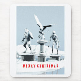 Mousepad Feliz Natal. Esculturas de gelo monstruosas