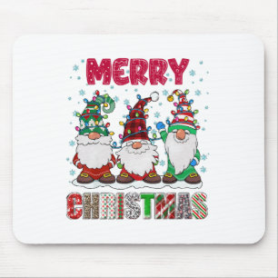Mousepad Feliz Natal Família Gnomo Divertido Árvore de Nata