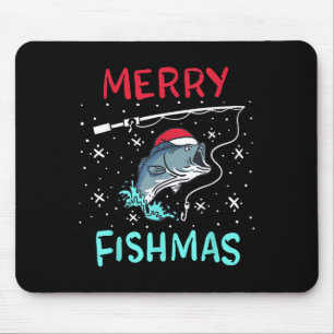 Mousepad Feliz Natal Fishmas Piada de Pescaria Presente de 