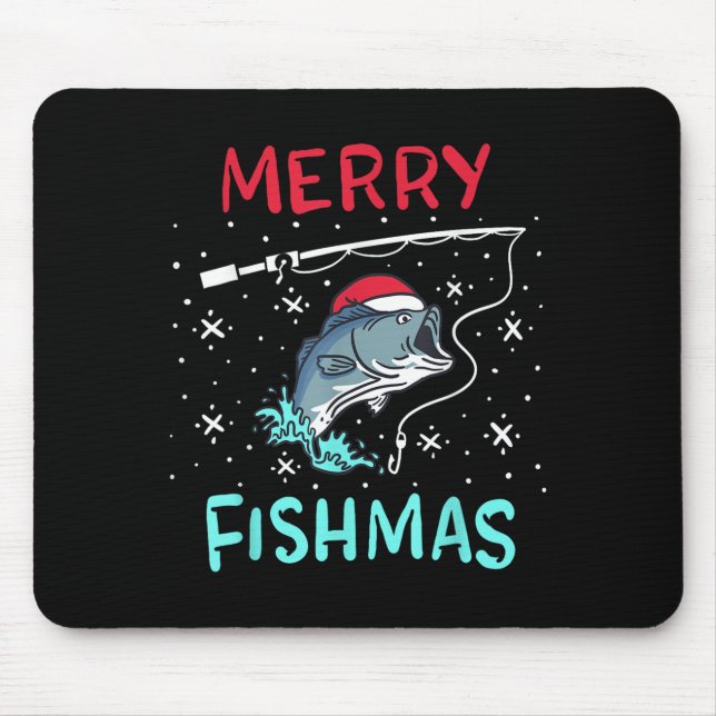 Mousepad Feliz Natal Fishmas Piada de Pescaria Presente de  (Frente)