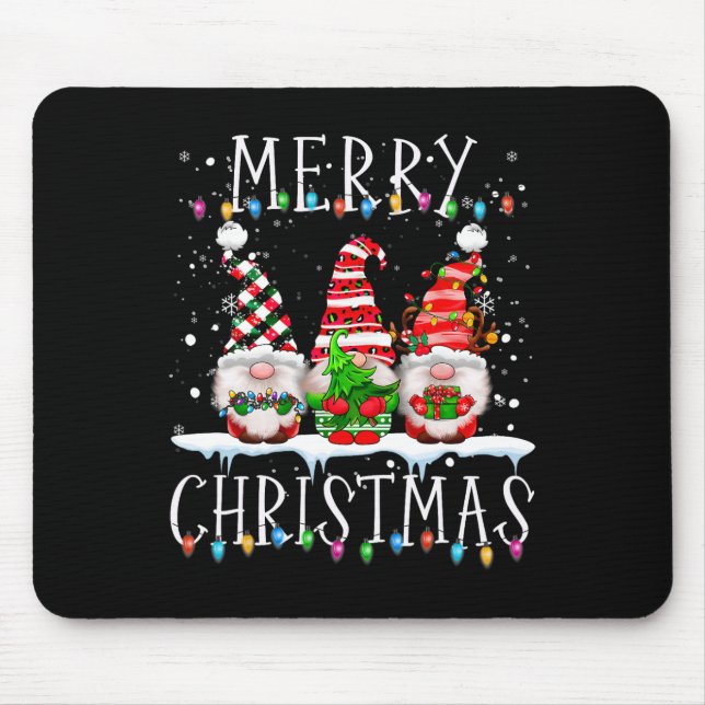 Mousepad Feliz Natal Gnomo Família Engraçada Xmas Kids Adul (Frente)