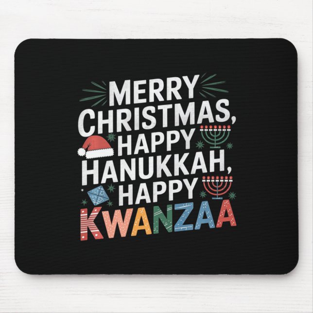 Mousepad Feliz Natal Hanukkah Feliz Kwanzaa 14 (Frente)