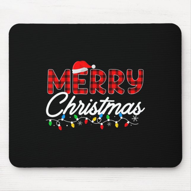 Mousepad Feliz Natal Leopard Buffalo Red Xadrez Para Homens (Frente)