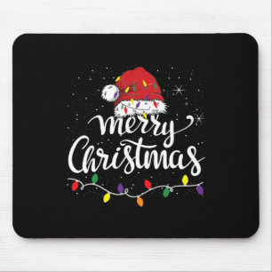Mousepad Feliz Natal Luz Vermelha Santa Hat Família Xmas M