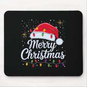 Mousepad Feliz Natal Luz Vermelha Santa Hat Família Xmas M