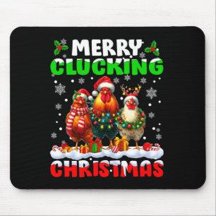 Mousepad Feliz Natal Maluco de Galinha Chapéu do Papai Noel