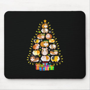 Mousepad Feliz Natal Xmas Guiné Porco Luzes de Árvore de