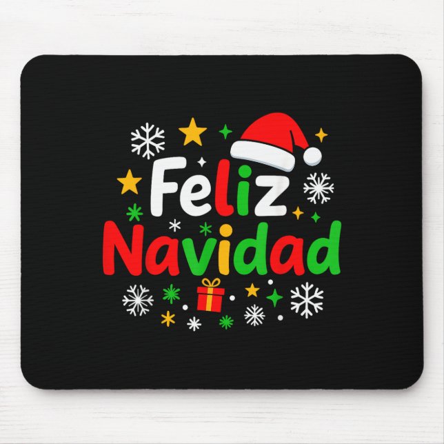 Mousepad Feliz Navidad Pajamas Shirt, Cute Spanish Mexican  (Frente)