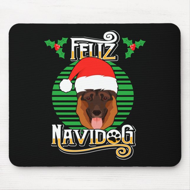 Mousepad Feliz Navidog German Shepherd Dog Holiday Merry Ch (Frente)