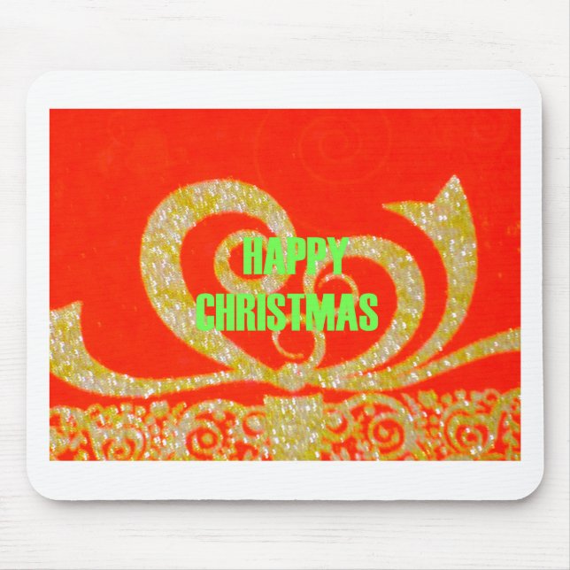 Mousepad Feliz Ouro de Natal Flex Vermelho de Neve (Frente)