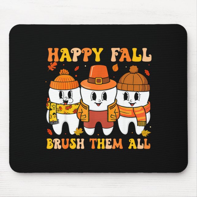 Mousepad Feliz Outono Bruhem Todos os Dentes Dia de Ação de (Frente)
