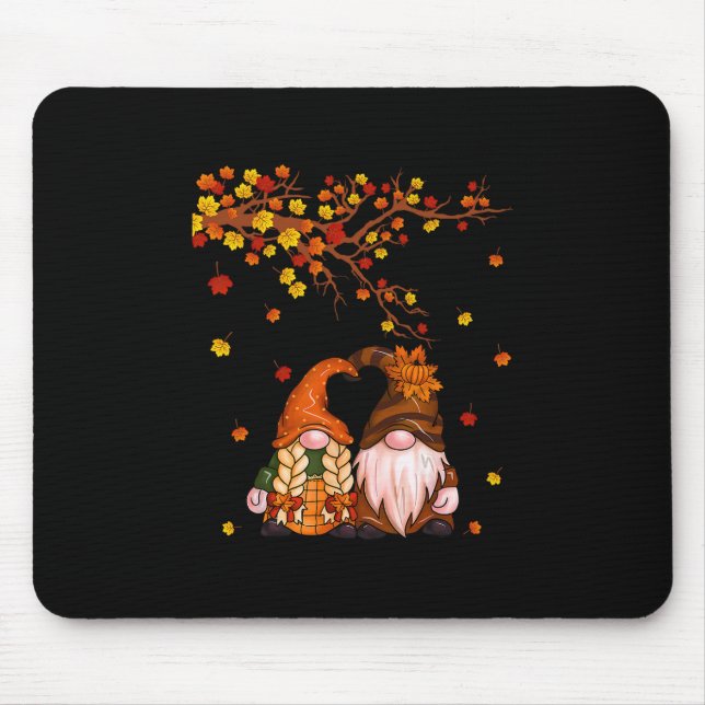 Mousepad Feliz Outono para Todos Gnome Abóbora Folhas de Ou (Frente)