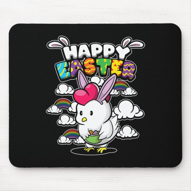 Mousepad Feliz Páscoa - Animais da Páscoa - Frango Disfarça (Frente)