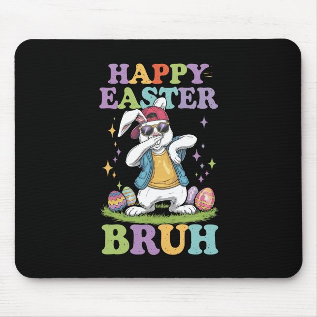 Mousepad Feliz Páscoa Cara Funny Dabbing Bunny Rabbit Bro (Frente)