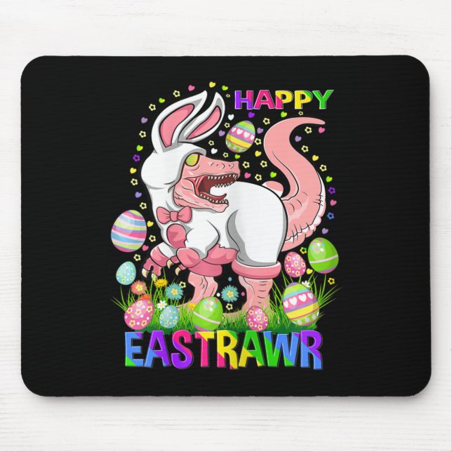 Mousepad Feliz Páscoa Funny T Rex Dia de Páscoa Dinossauro  (Frente)