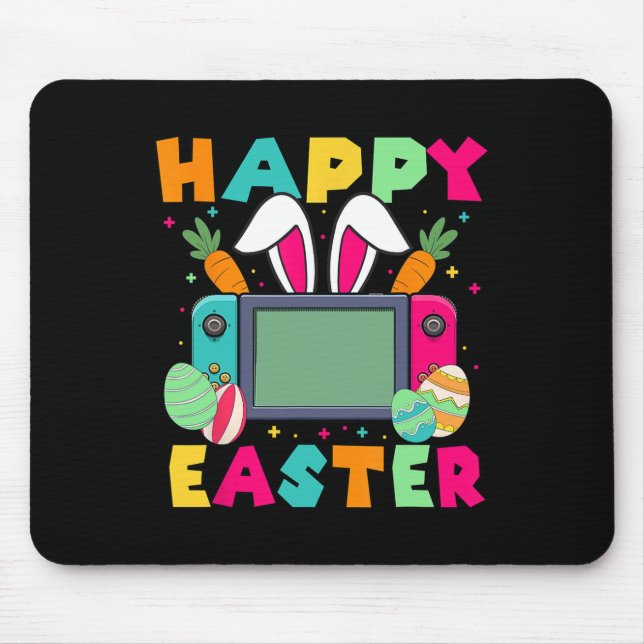 Mousepad Feliz Páscoa Video Game Bunny Controle de Jogos Ga (Frente)
