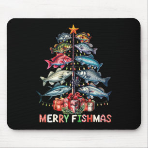 Mousepad Feliz Peixesnatal Piadas Luzes De Natal Árvore De 