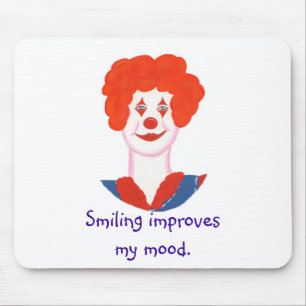 Mousepad Feliz Rosto de Palhaço, sorrir melhora meu humor a