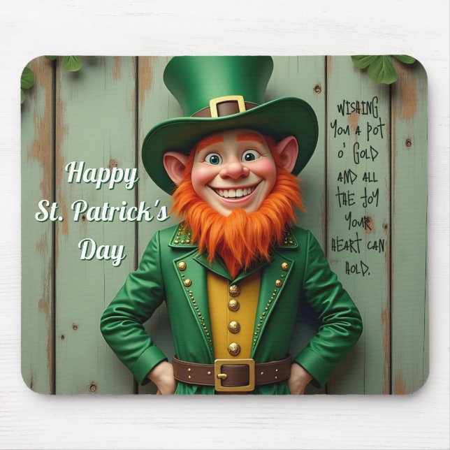 Mousepad Feliz Rua do Dia do Patrick Leprechaun (Frente)