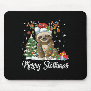 Mousepad Feliz Slothmas Luzes de árvore de Natal engraçadas
