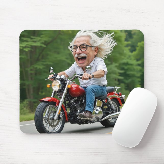 Mousepad Feliz Velho Andando De Moto (Com mouse)