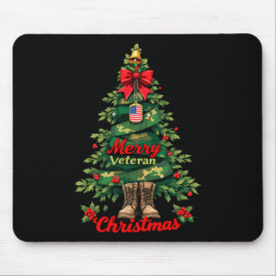 Mousepad Feliz Veterano Árvore de Natal Correspondência da