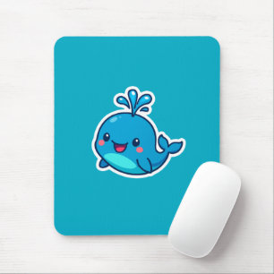 Mousepad Feliz Vinheta de Baleia Kawaii - Amigo do Oceano B