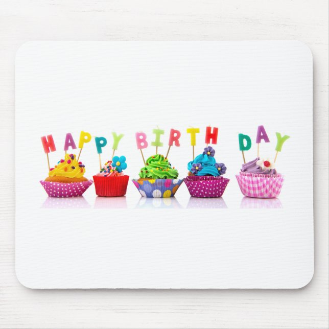 Mousepad Felizes Cupcakes de aniversário (Frente)