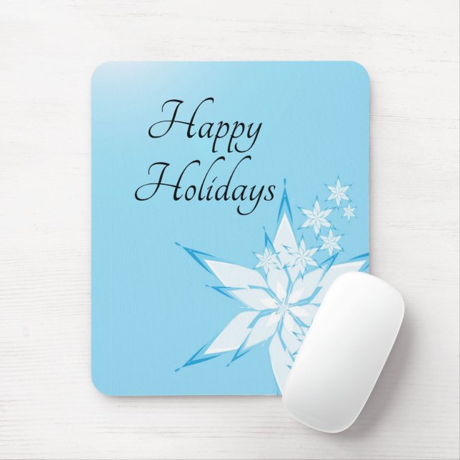 Mousepad Felizes Feriados com Arte em Floco de Neve (Com mouse)