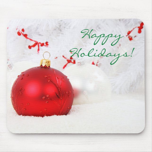Mousepad Felizes Férias Vermelhas e Brancas do Natal II (Frente)