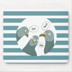 Mousepad Felizes Saudações De Pombo Com Banhas Azuis