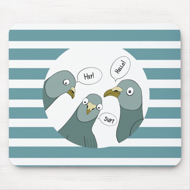 Mousepad Felizes Saudações De Pombo Com Banhas Azuis (Frente)