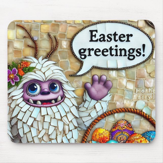 Mousepad FELIZMENTE A PÁSCOA DE YETI GREETINGS Óculos ~ (Frente)