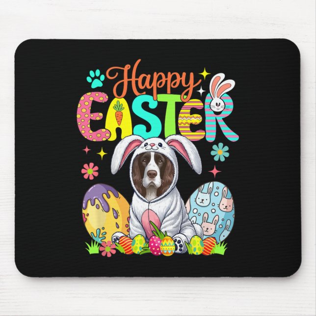 Mousepad Felz pascoa English Springer Spaniel Cosplay Bunn (Frente)