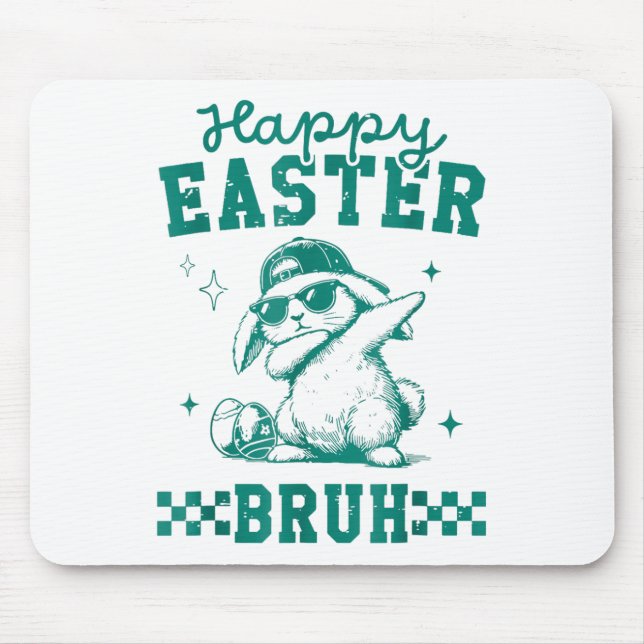 Mousepad Felz pascoa Engraçado Bruh Bunny Dabbing Páscoa (Frente)