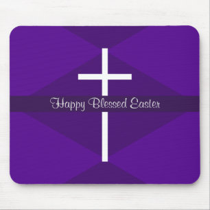 Mousepad Felz pascoa White Cross Purple Christian