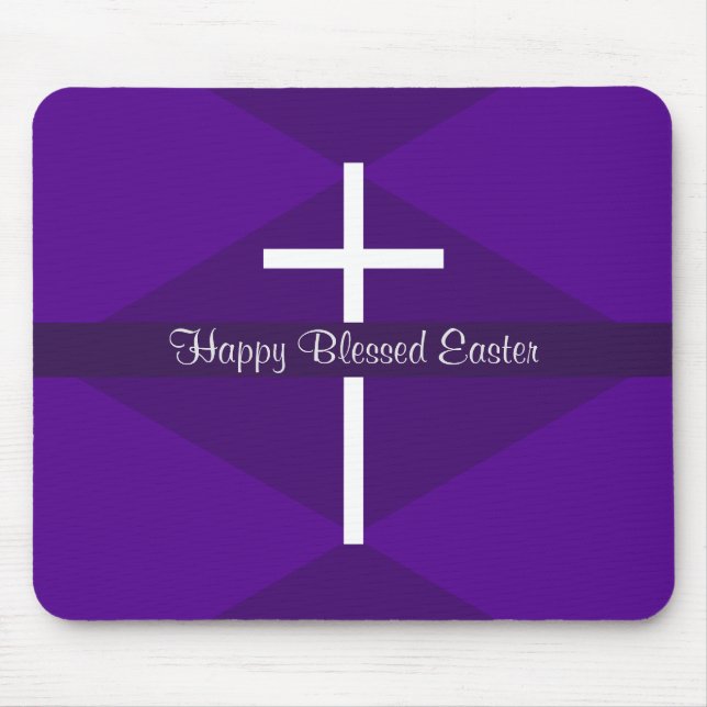 Mousepad Felz pascoa White Cross Purple Christian (Frente)
